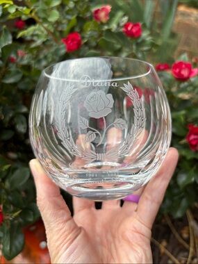Princess Diana England’s Rose commemorative crystal rose bowl/votive Stuart